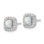 14k White Gold 3/8 carat Lab Grown Diamond VS/SI+ G+ October Birthstone Lab Created Opal Halo Post Earrings - Image 2