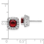 14k White Gold 3/8 carat Lab Grown Diamond VS/SI+ G+ January Birthstone Garnet Halo Post Earrings - Image 4