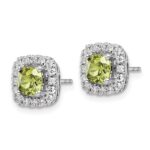 14k White Gold 3/8 carat Lab Grown Diamond VS/SI+ G+ August Birthstone Peridot Halo Post Earrings - Image 2
