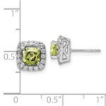 14k White Gold 3/8 carat Lab Grown Diamond VS/SI+ G+ August Birthstone Peridot Halo Post Earrings - Image 4