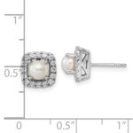 14k White Gold 3/8 carat Lab Grown Diamond VS/SI+ G+ June Birthstone Freshwater Cultered Pearl Halo Post Earrings - Image 4