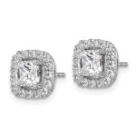 14k White Gold 3/8 carat Lab Grown Diamond VS/SI+ G+ April Birthstone White Sapphire Halo Post Earrings - Image 2