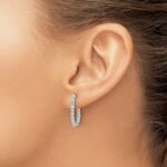 14k White Gold 1 carat Lab Grown Diamond VS/SI+ G+ Complete In and Out J-Hoop Hoop Earrings - Image 3