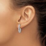 14k White Gold 1 carat Lab Grown Diamond VS/SI+ G+ Complete In and Out J-Hoop Hoop Earrings - Image 3