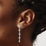 14k White Gold 1 carat Lab Grown Diamond VS/SI+ G+ Complete Marquise Dangle Cluster Post Earrings - Image 3