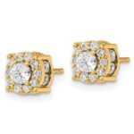 14k 1 carat Lab Grown Diamond VS/SI+ G+ Complete Round Fashion Halo Post Earrings - Image 2