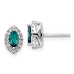 14k White Gold 1/5 carat Lab Grown Diamond VS/SI+ G+ and Lab Created Alexandrite June Birthstone Post Earrings