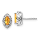 14k White Gold 1/5 carat Lab Grown Diamond VS/SI+ G+ and Citrine November Birthstone Post Earrings