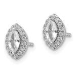 14k White Gold 1/5 carat Lab Grown Diamond VS/SI+ G+ and White Sapphire April Birthstone Post Earrings - Image 2