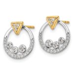 14k Two Tone 1/4 carat Lab Grown Diamond VS/SI+ G+ Complete Triangle Post Earrings with Circle Dangle Earring Jacket - Image 2