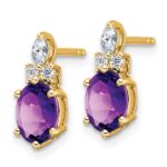 14k Diamond and 7x5 Oval February/Amethyst Post Earrings - Image 2