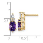 14k Diamond and 7x5 Oval February/Amethyst Post Earrings - Image 3