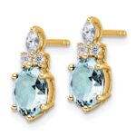 14k Diamond and 7x5 Oval March/Aquamarine Post Earrings - Image 2