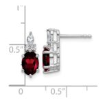 14K White Gold Diamond and 7x5 Oval January/Garnet Post Earrings - Image 3