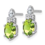 14K White Gold Diamond and 7x5 Oval August/Peridot Post Earrings - Image 2