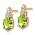 14k Diamond and 7x5 Oval August/Peridot Post Earrings - Image 2