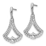 14k White Gold 1 carat Lab Grown Diamond VS/SI+ G+ Post Dangle Earrings - Image 2