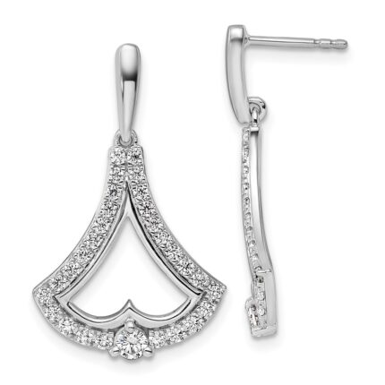 14k White Gold 1 carat Lab Grown Diamond VS/SI+ G+ Post Dangle Earrings