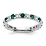 14k White Gold 3/4 carat Lab Grown Diamond VS/SI+ G+ and Lab Created Alexandrite Size 6 Eternity Band