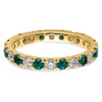 14k 7/8 carat Lab Grown Diamond VS/SI+ G+ and Lab Created Alexandrite Size 8 Eternity Band - Image 4