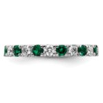 14k White Gold 3/4 carat Lab Grown Diamond VS/SI+ G+ and Lab Created Emerald Size 6 Eternity Band - Image 3