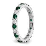 14k White Gold 7/8 carat Lab Grown Diamond VS/SI+ G+ and Lab Created Emerald Size 8 Eternity Band - Image 5