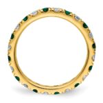 14k 3/4 carat Lab Grown Diamond VS/SI+ G+ and Lab Created Emerald Size 4.5 Eternity Band - Image 2