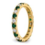 14k 3/4 carat Lab Grown Diamond VS/SI+ G+ and Lab Created Emerald Size 4.5 Eternity Band - Image 5