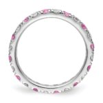 14k White Gold 3/4 carat Lab Grown Diamond VS/SI+ G+ and Lab Created Pink Sapphire Size 4.5 Eternity Band - Image 2