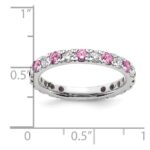 14k White Gold 3/4 carat Lab Grown Diamond VS/SI+ G+ and Lab Created Pink Sapphire Size 7 Eternity Band - Image 6
