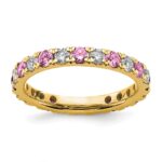 14k 3/4 carat Lab Grown Diamond VS/SI+ G+ and Lab Created Pink Sapphire Size 4.5 Eternity Band