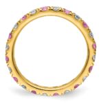 14k 3/4 carat Lab Grown Diamond VS/SI+ G+ and Lab Created Pink Sapphire Size 7 Eternity Band - Image 2