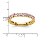 14k 3/8 carat Lab Grown Diamond VS/SI+ G+ and Lab Created Pink Sapphire Size 5 Eternity Band - Image 6