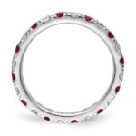 14k White Gold 7/8 carat Lab Grown Diamond VS/SI+ G+ and Lab Created Ruby Size 8.5 Eternity Band - Image 2