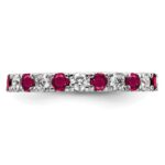 14k White Gold 3/4 carat Lab Grown Diamond VS/SI+ G+ and Lab Created Ruby Size 6.5 Eternity Band - Image 3