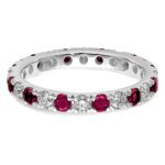 14k White Gold 7/8 carat Lab Grown Diamond VS/SI+ G+ and Lab Created Ruby Size 8.5 Eternity Band - Image 4