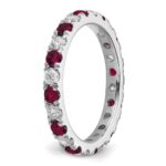 14k White Gold 3/8 carat Lab Grown Diamond VS/SI+ G+ and Lab Created Ruby Size 5 Eternity Band - Image 5