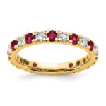 14k 3/4 carat Lab Grown Diamond VS/SI+ G+ and Lab Created Ruby Size 4.5 Eternity Band