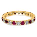 14k 7/8 carat Lab Grown Diamond VS/SI+ G+ and Lab Created Ruby Size 8.5 Eternity Band - Image 4
