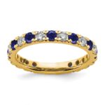 14k 7/8 carat Lab Grown Diamond VS/SI+ G+ and Lab Created Blue Sapphire Size 9 Eternity Band
