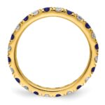 14k 3/4 carat Lab Grown Diamond VS/SI+ G+ and Lab Created Blue Sapphire Size 6.5 Eternity Band - Image 2