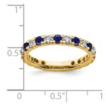 14k 7/8 carat Lab Grown Diamond VS/SI+ G+ and Lab Created Blue Sapphire Size 9 Eternity Band - Image 5