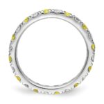 14k White Gold 3/4 carat Lab Grown Diamond VS/SI+ G+ and Lab Created Yellow Sapphire Size 6.5 Eternity Band - Image 2
