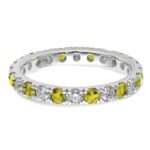 14k White Gold 3/4 carat Lab Grown Diamond VS/SI+ G+ and Lab Created Yellow Sapphire Size 4.5 Eternity Band - Image 4