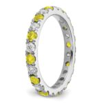 14k White Gold 3/4 carat Lab Grown Diamond VS/SI+ G+ and Lab Created Yellow Sapphire Size 6 Eternity Band - Image 5