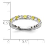 14k White Gold 3/4 carat Lab Grown Diamond VS/SI+ G+ and Lab Created Yellow Sapphire Size 4.5 Eternity Band - Image 6