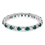 14k White Gold 1/2 carat Lab Grown Diamond VS/SI+ G+ and Lab Created Alexandrite Size 9 Eternity Band - Image 3