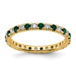 14k 1/2 carat Lab Grown Diamond VS/SI+ G+ and Lab Created Emerald Size 6.5 Eternity Band