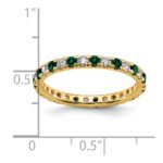 14k 3/8 carat Lab Grown Diamond VS/SI+ G+ and Lab Created Emerald Size 5 Eternity Band - Image 5