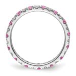 14k White Gold 3/8 carat Lab Grown Diamond VS/SI+ G+ and Lab Created Pink Sapphire Size 4.5 Eternity Band - Image 2